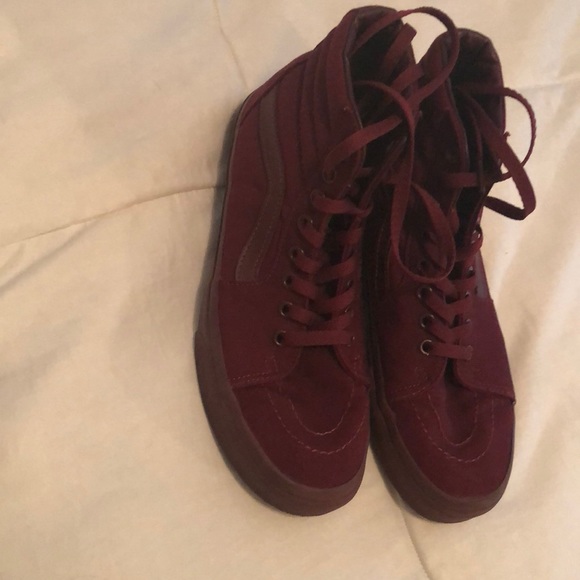 all maroon high top vans